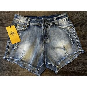 GM Fashion USA Distressed Denim Cut Off Shorts‎ Medium Acid Wash S/M NEW
